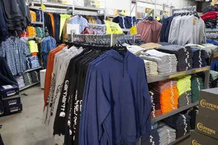 Overview of the clothes room at Gateway Farm & Pet